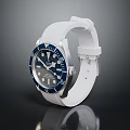 Stylish Analog Wristwatch With White Silicone Strap Blue Dial And White Markers