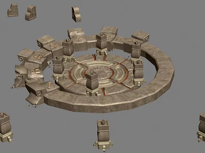 Ancient Architecture Circular Stone Structure With Circular Layout Central Decorative Design And Surrounding Stone Blocks 3d model