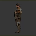 Man In Full Body Medieval Armor Standing With Arms Outstretched And Detailed Costume