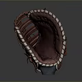 Brown Leather Baseball Glove With Stitched Details For Sports Activities