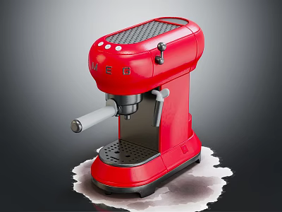 Stylish Red Espresso Coffee Maker As Essential Kitchen Appliance For Home Use 3d model