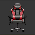 Modern Ergonomic Gaming Chair With Black Red Leather And Swivel Base