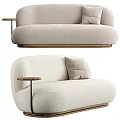 Light Colored Modern Sofas With Soft Cushions And Round Side Tables 3d model