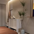 Modern Living And Dining Room Interior With Wooden Furniture Simple Decor And Lighting Elements