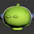 Green Pig 3D Game Movie Character With Blue Outfit Red Logo And Angry Expressions