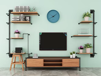 industrial LOFT TV cabinet TV wall 3d model