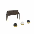 Elegant Dark Wood Console Cabinet With Stacked Drawers And Gold Accents