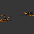 Orange And Black Mechanical Device With Robotic Arms Spring And Connecting Wires