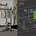 Multi Tiered Floor Standing Clothes Rack With Hanging Various Tops And Storage Shoes