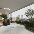 Spacious Bright Modern Shopping Mall Lobby With Potted Green Plants And Smart Digital Guidance Kiosk