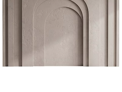 Modern Minimalist Textured Concrete Wall With Arched Design And Vertical Lines 3d model