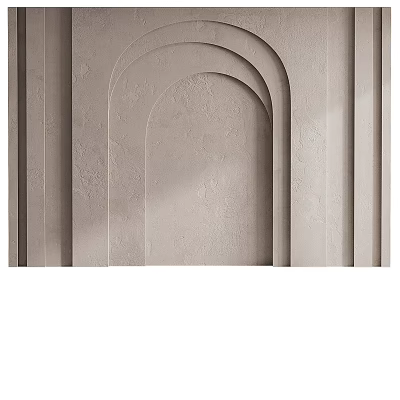 Modern Minimalist Textured Concrete Wall With Arched Design And Vertical Lines 3d model