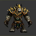 Mythical Bear Warrior Creature in Ornate Gold Green Armor with Spiked Horns and Sharp Claws