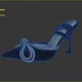 Women's Black Pointed Toe High Heel Shoes With Elegant Decorative Knot And Rhinestones