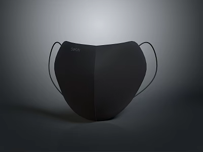 Black Protective Face Mask For Daily Use With Comfortable Ear Loops And Hygienic Design 3d model