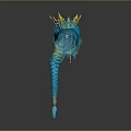Elegant Game Movie Character With Long Blue Braided Hair And Golden Crown Decorations
