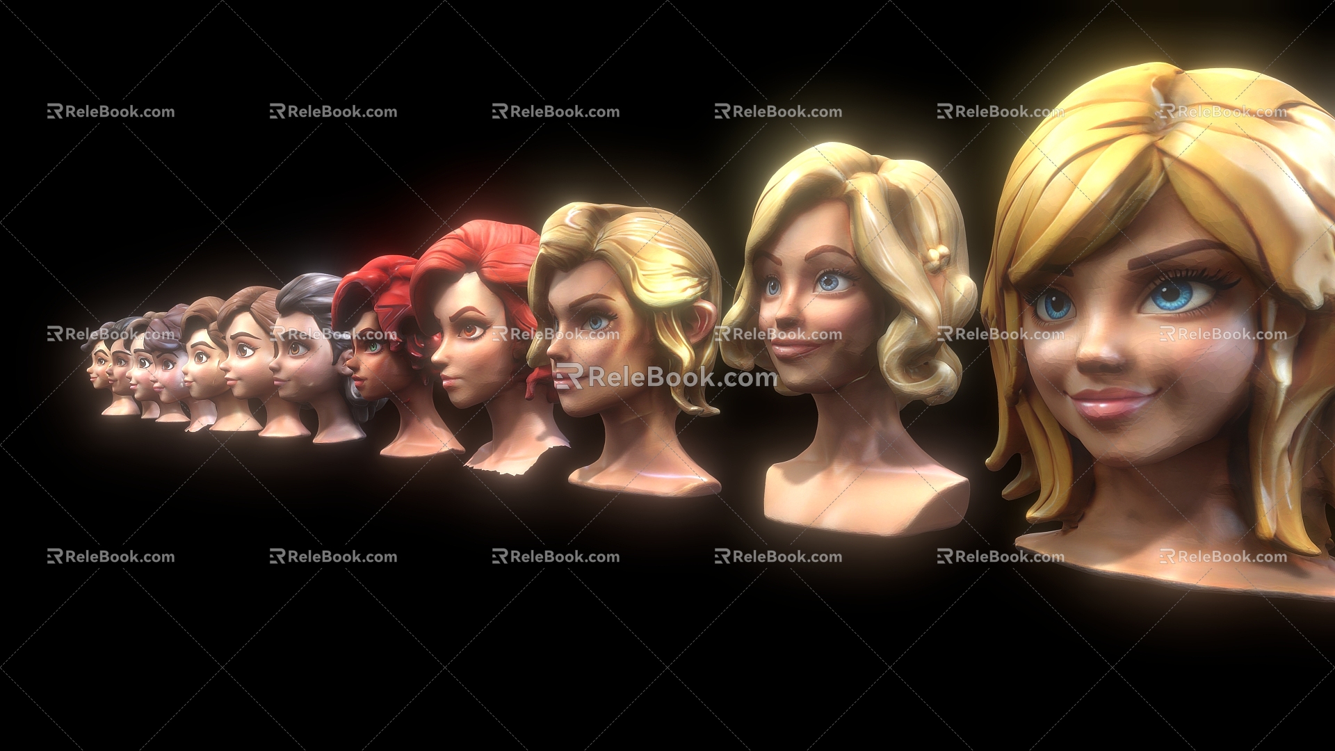 Anime Girl Wig Hairstyle Hair Anime Character Wig Girl Avatar 3d model