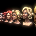 Women Portraits With Different Hairstyles And Hair Colors Arranged In Row
