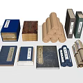 Traditional Ancient Books Collection Featuring Scrolls Thread Bound And Boxed Versions In Various Colors 3d model