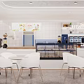 Modern Milk Tea Shop Interior With White Decor Counter Seating And Menu Screens 3d model