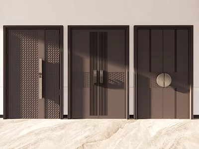 Modern Double Doors With Various Decorative Patterns And Handle Designs For Home 3d model