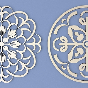 Chinese-style Carved Round Carved Traditional Pattern Lattice Carved Pattern 3d model