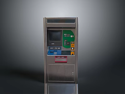 Stainless Steel Information Desk Furniture With Digital Screen And Control Panel 3d model