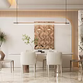 Modern dining table chair combination 3d model