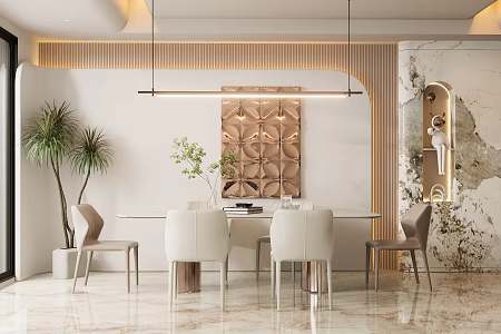 Modern dining table chair combination 3d model
