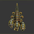 Mythical Multi Headed Mechanical Creature With Golden Green Armor And Detailed Structure