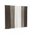Elegant Brown And White Curtains With Sheer Layers For Window Light Interior 3d model