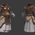 Ancient Decorative Armor Clothing With Metal Plates Scaled Mesh And White Robe Traditional Warrior Design 3d model