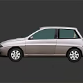 White Hatchback Car With Modern Design Sleek Exterior Silver Wheels And Light Interior
