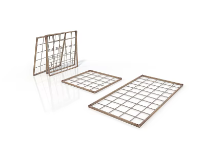 Three Different Shaped Metal Grid Frames With Structured Geometric Design Elements 3d model