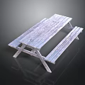 Rustic Wooden Outdoor Picnic Table With Attached Benches And Natural Finish
