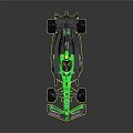 Green And Black Caterham Formula 1 Car With Red Accented Wheels And Yellow Helmet