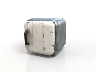 Vintage Metal Box With Rustic Weathered Surface Metal Handles And Rivets 3d model
