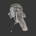 Woman With Intricate Braided Hair 3D Model Head Hairstyle Design