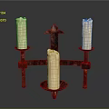 Cross Shaped Decorative Rustic Metal Candelabra With Three White Candles