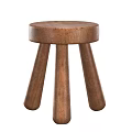 Simple Wooden Stools with Round Top and Three Legs for Home Furniture Design