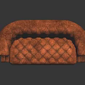 Vintage Brown Leather Chesterfield Sofa With Tufted Diamond Pattern And Curved Arms