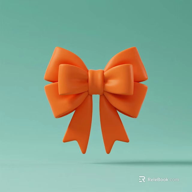 Decorative Ornament Set Featuring Orange Bow Design for Home Decor with Light Green Backdrop 3d model 
