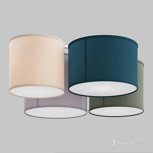Modern Fabric Shade Ceiling Lights In Multiple Colors For Home Interior 3d model