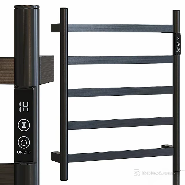 Modern Electric Heated Towel Rack With Control Panel 3d model 