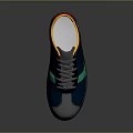 Blue Green Yellow Accent Lace Up Striped Casual Sneakers With Black Sole