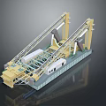 Industrial Port Crane Machinery With Yellow Metal Arms And Platform Structure