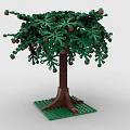 Creative Building Blocks Tree with Green Leaves Red Fruits and Brown Trunk Base