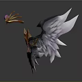 Scene Component Design With Gold And White Wings Golden Decoration And Pink Spheres