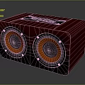 Stylish Red Wooden Speaker With Dual Orange Speaker Units And Black Control Panel