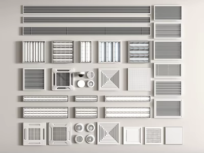 Various Types Of Grille Lights With Different Designs And Shapes For Ceiling Installation 3d model